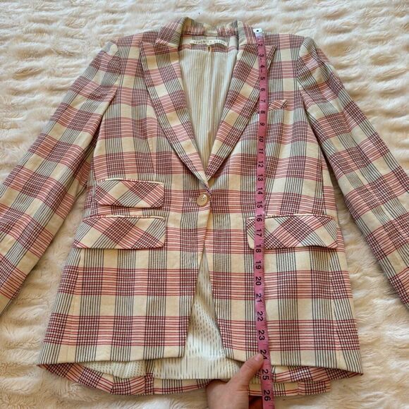 Veronica Beard Khan One Button Pink Plaid Check Blazer Jacket - Picture 12 of 14